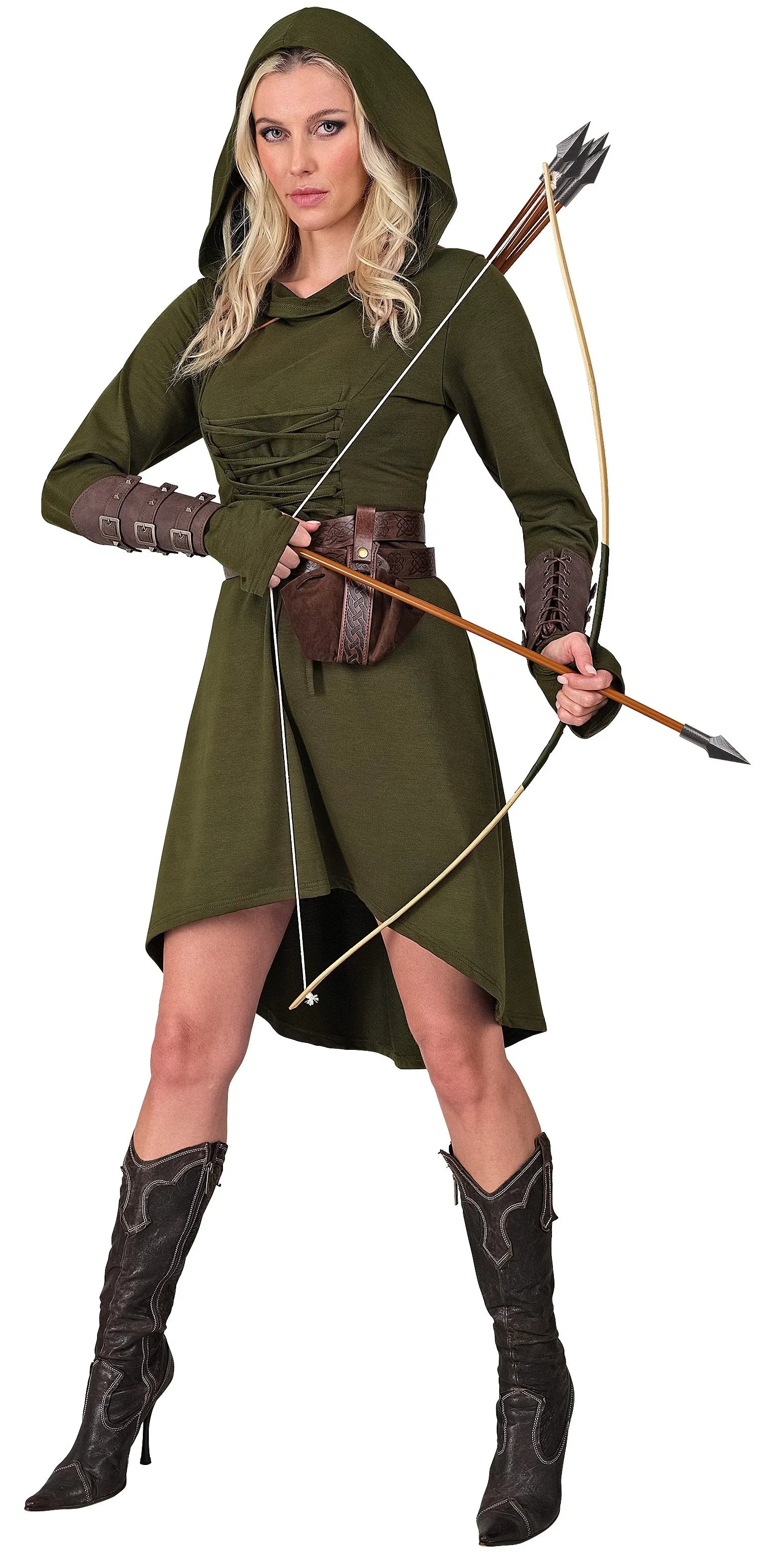 Disfraz Medieval Verde con Capucha para Mujer Arqueros Medievales Widmann